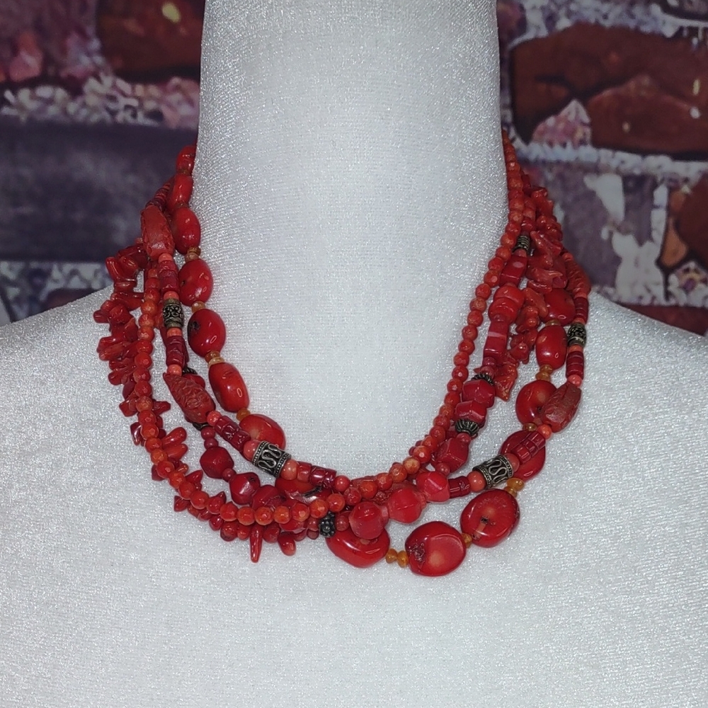 Artisan Crafted Coral Torsade Necklace